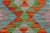 Tribal Turkish Kilim Beige Blue Hand-Woven Wool Rug For Sale - Image 4 of 9