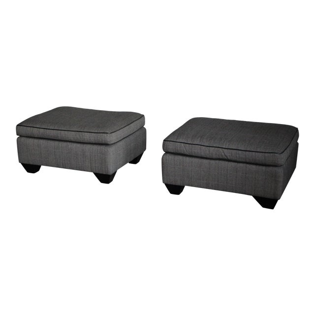 Ralph Lauren Wool Herringbone Ottomans a Pair Chairish