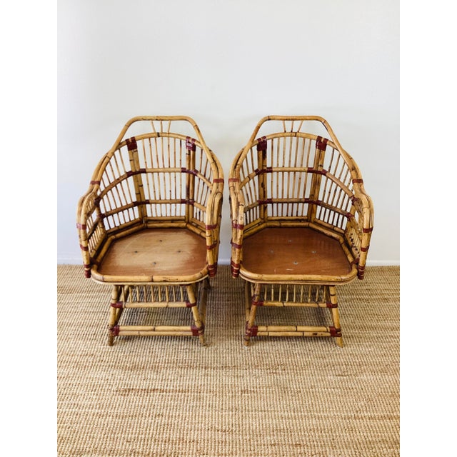 Tan Vintage 1960s Pair of Rattan Chairs / Boho Coastal Style For Sale - Image 8 of 12