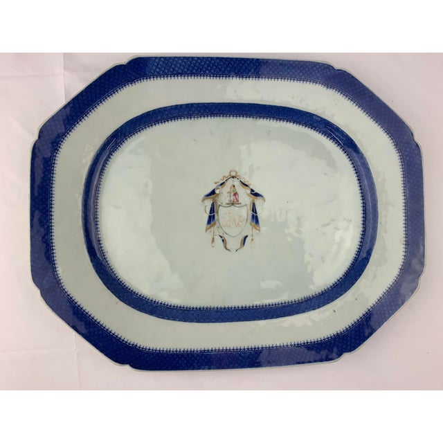 18th Century China Trader serving platter from the collection of Bob and Dolores Hope. This blue and white Chinese export...