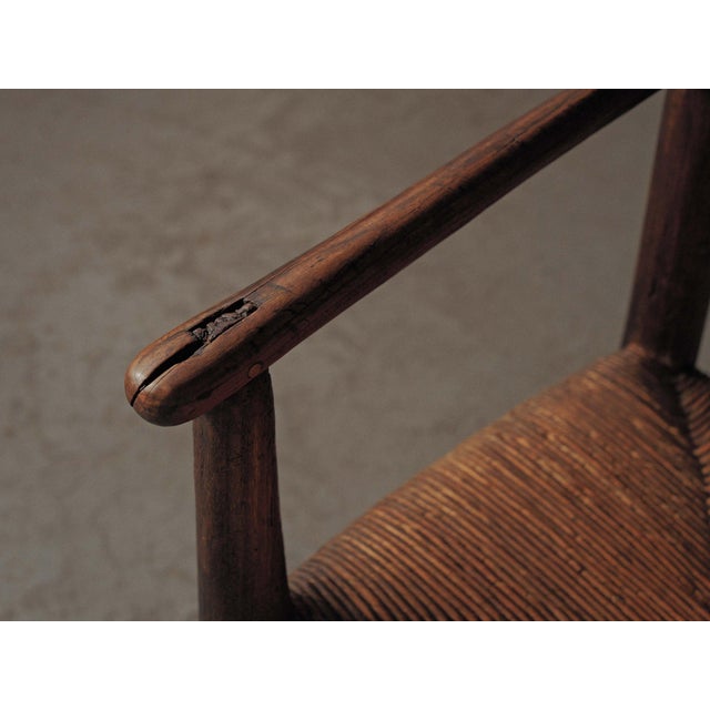 19th Century Folk French Armchair in Wood and Rush, 1890s For Sale - Image 10 of 17