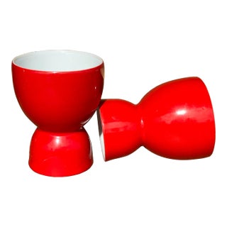 Mid Century Red Egg Cups- a Pair For Sale