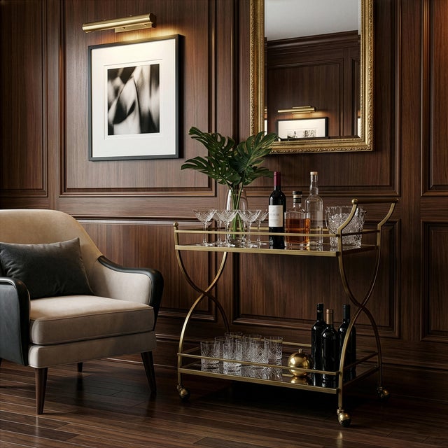 This glamorous modern bart cart is a must-have for anyone that enjoys entertaining. Forged from stainless steel and...