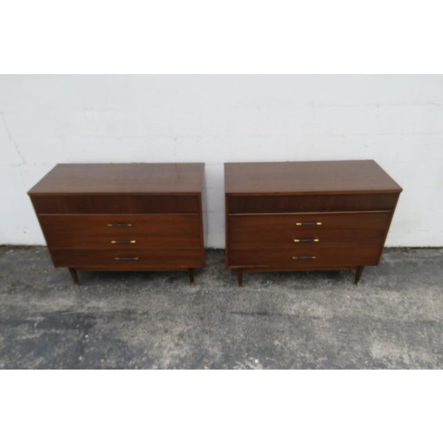 Mid-Century Modern Mid Century Modern Large Nightstands Low Small Dressers a Pair 6094 For Sale - Image 3 of 18