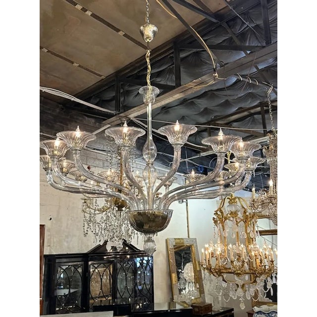 Modern Murano Smoke Glass Chandelier For Sale - Image 3 of 9