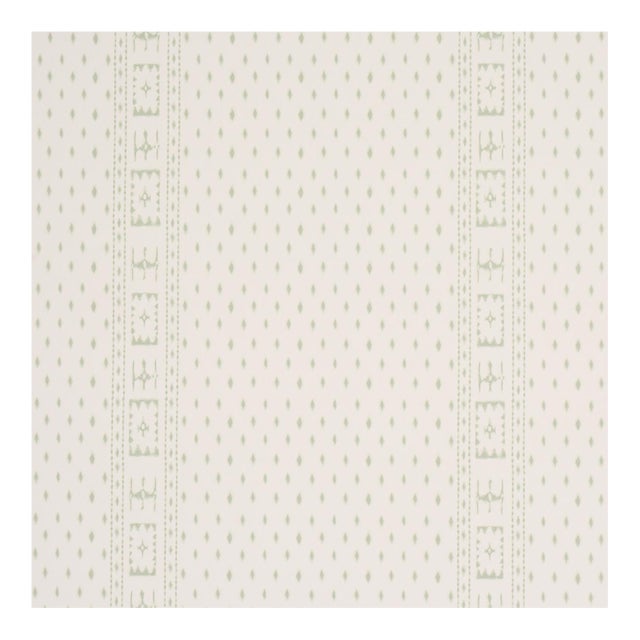 Schumacher Indah Batik Wallcovering in Sage For Sale