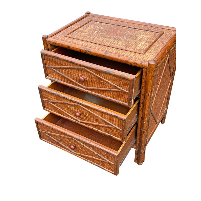 Wood Vintage Bloomingdale’s Nightstand or End Side Table in Bamboo Rattan, Attributed For Sale - Image 7 of 8
