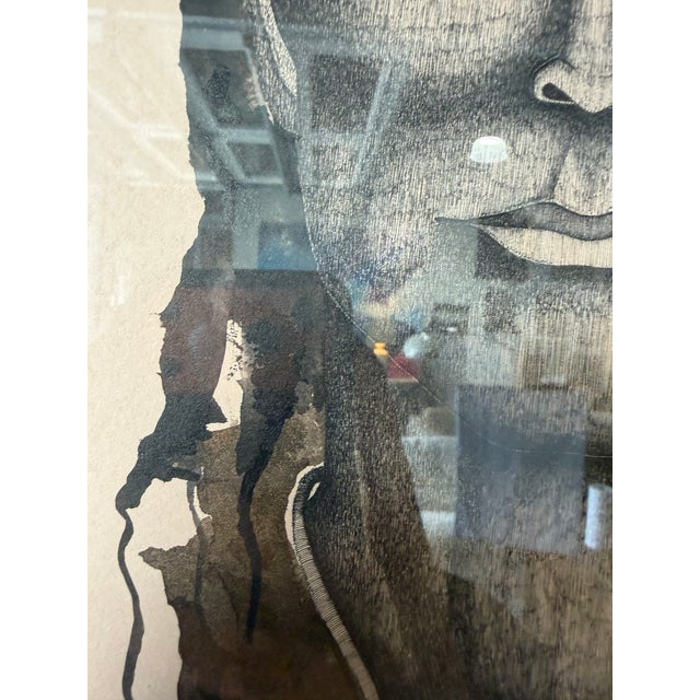 1970’s Ralph “Gus” Kniffin Native American Portrait Pen & Ink Painting Framed Under Glass For Sale - Image 9 of 12