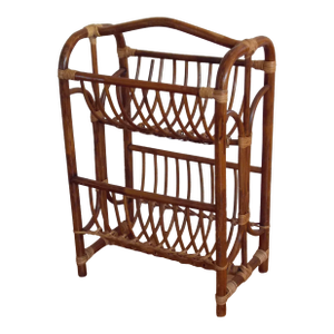1970s Rattan Magazine Rack