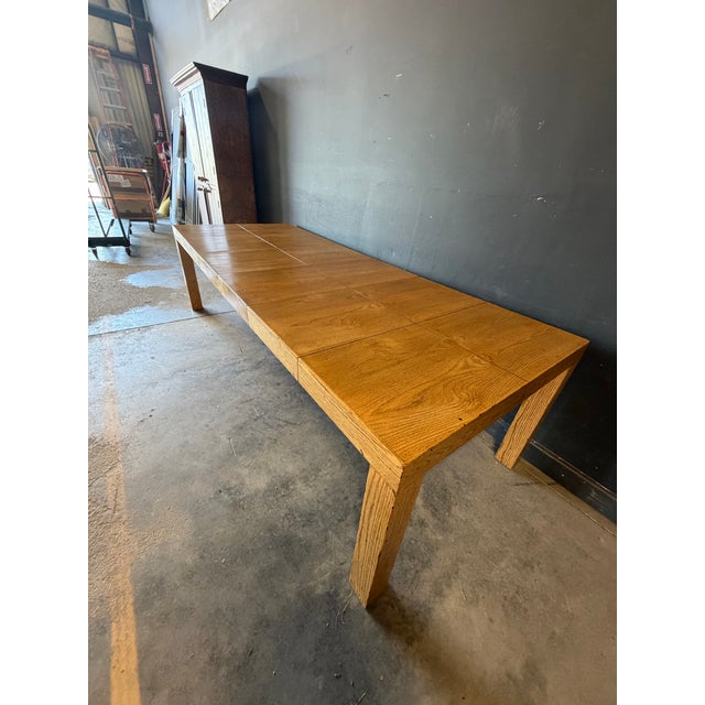 Vintage Postmodern Solid White Oak Parsons Dining Table For Sale - Image 10 of 12