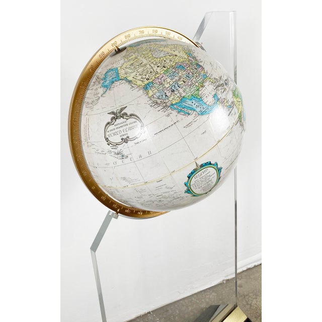 Vintage 1980s World Globe on Acrylic Stand For Sale - Image 4 of 9