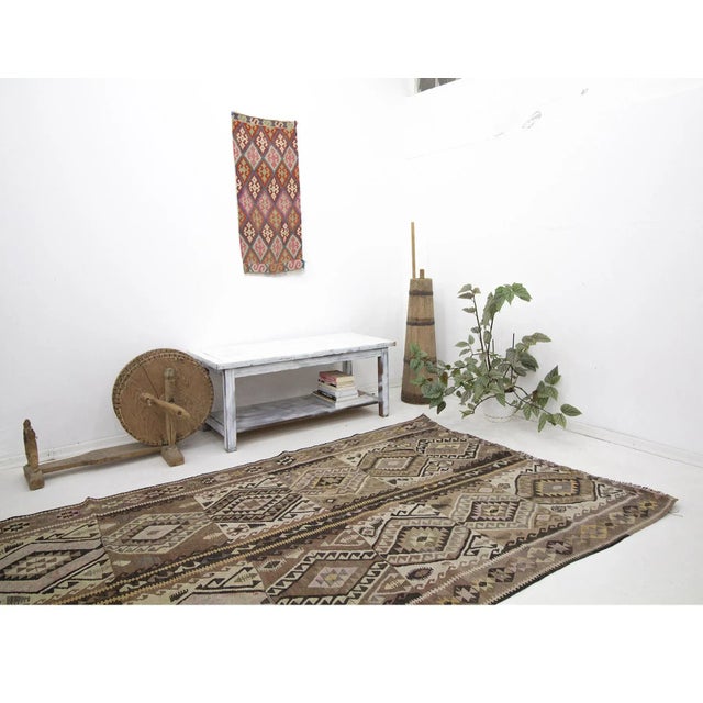 Vintage Pastel Turkish Kars Kilim Rug For Sale In Los Angeles - Image 6 of 7
