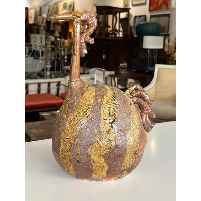 Mid 20th Century Signed Bird Glazed Pottery Sculpture For Sale - Image 4 of 8