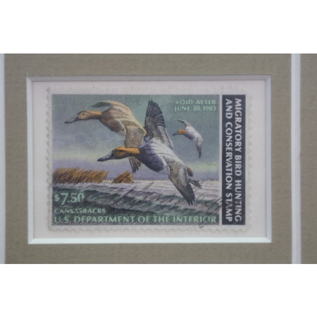 1980s 4 Ducks Unlimited Federal Duck Signed Stamp Prints Brass Plaque Pine Frame 25" - Set of 4 For Sale - Image 6 of 17