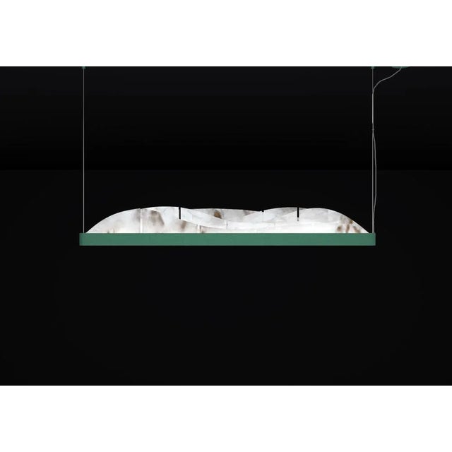 Giapeto freedom green metal pendant lamp by alabastro italiano dimensions: d 5,5 x w 121 x h 16 cm. Materials: white...