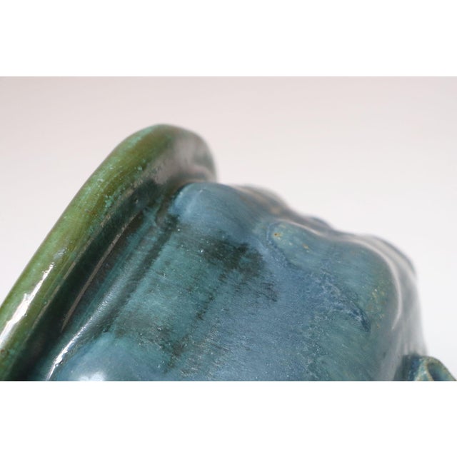 Ceramic Petite Vintage Blue and Green Studio Pottery Square Planter by Deanna Nichols For Sale - Image 7 of 18