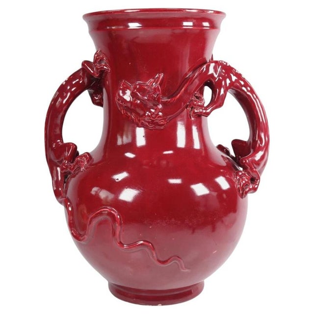 Chinese Sang de Boeuf Glazed Ceramic Dragon Vase with Relief Handles, 1890s For Sale - Image 13 of 13