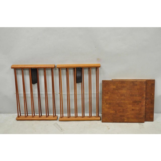 Mid-Century Modern Mid Century Danish Modern Mandalay Teak Folding Campaign Style Side Tables Pair For Sale - Image 3 of 18
