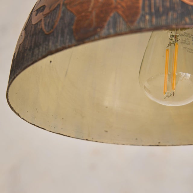 Copper Italian Etched Copper Maple Leaf Pendant Light by Victor Cerrato, 1960s For Sale - Image 8 of 10