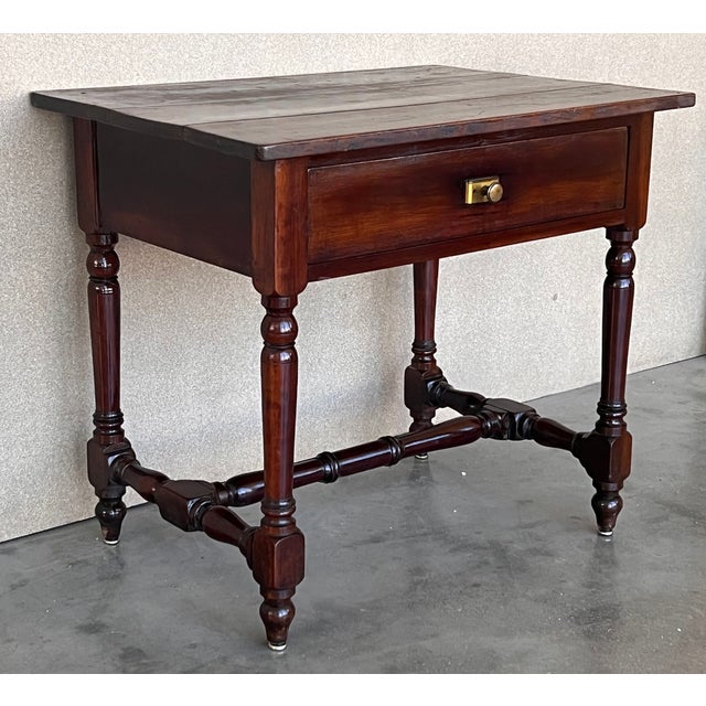 1970s Spanish Country Pine "Mobila " Side Table With Drawer For Sale - Image 5 of 9