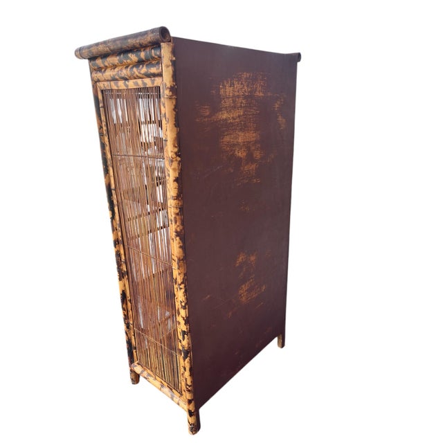 Sand 1960s Glazed Bamboo Handmade Cabinet / Bar For Sale - Image 8 of 12