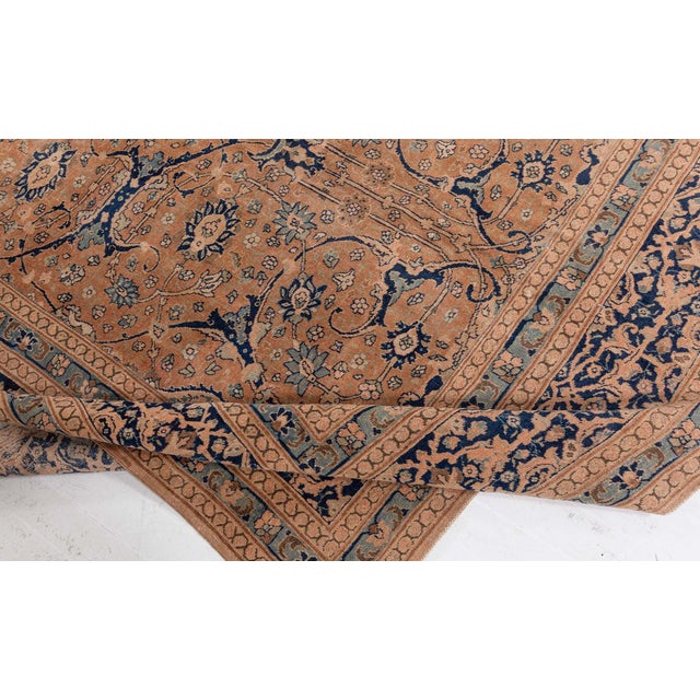 Early 20th Century Antique Persian Tabriz Camel Handmade Wool Rug For Sale - Image 5 of 8