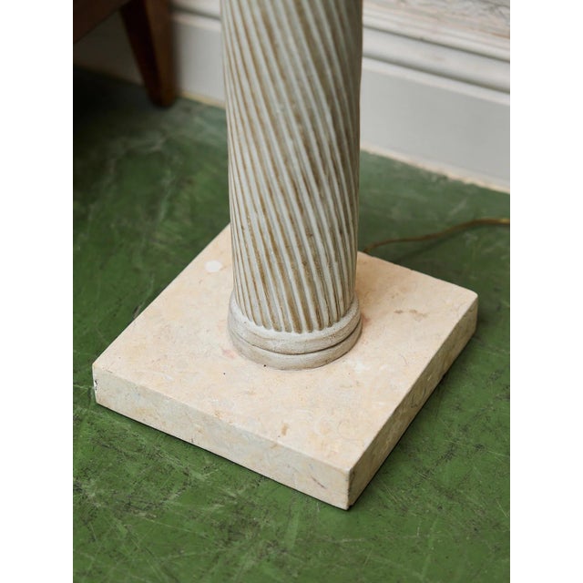 Antique White 1980s Vintage Plaster Spiral Floor Lamp For Sale - Image 8 of 8