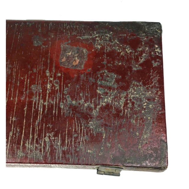 Metal 1900s Chinoiserie Leather Document Box For Sale - Image 7 of 13
