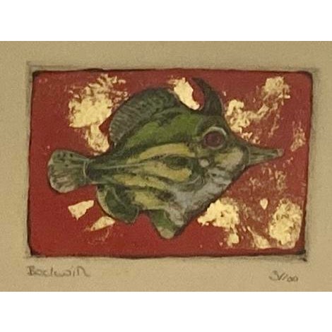 Vibrant Hand-colored, Joel Beckwith, Limited Edition, Fish Etching Gold Leaf Signed I am offering a Very Good Joel...