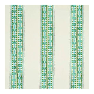 Schumacher Amira Hand Blocked Print Fabric in Leaf For Sale