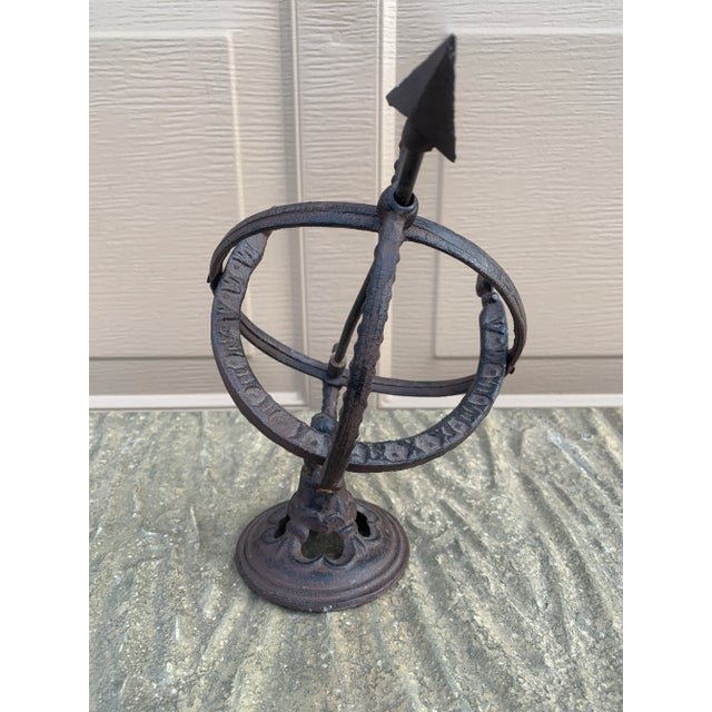Vintage Iron Armillary Sundial Garden Ornament, Neoclassical Outdoor Decor For Sale - Image 9 of 9
