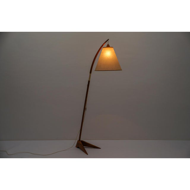 Mid-Century Modern Scandinavian Wooden Arc Floor Lamp, 1950s For Sale - Image 15 of 18
