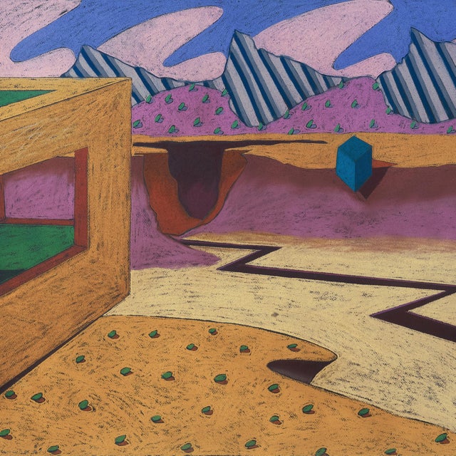 Paper 'Psychedelic Desert' by Jean Dibble, 1980, Great Lakes Woman Artist, Surrealist Pastel, Mapc For Sale - Image 7 of 9