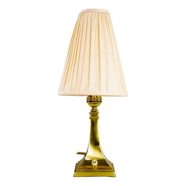 Art Deco Table Lamp with Fabric Shade, 1920s For Sale