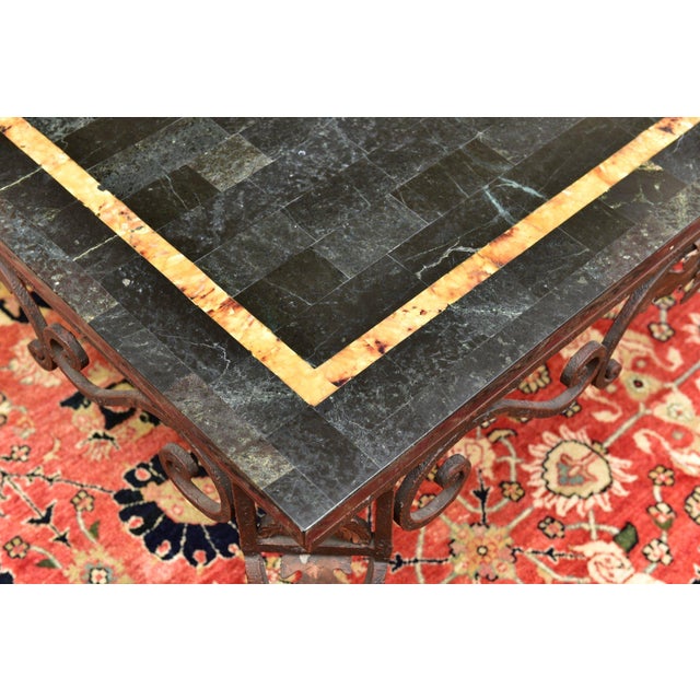 Vintage Faux Tiled Marble Top Square Coffee Table For Sale - Image 4 of 10