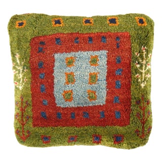 Fine Hand Knotted Persian Gabbeh Pillow For Sale