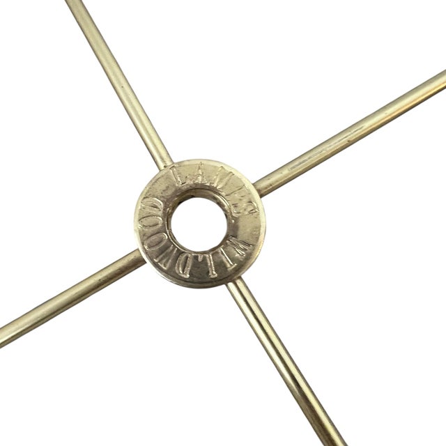 Late 20th Century Vintage Wildwood Wood Body Hand Painted Italian Toile Design Lamp, Original Scalloped Edge Shade For Sale - Image 5 of 9