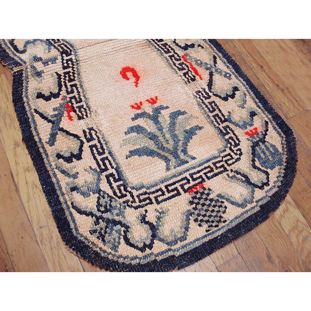 1900s Ivory Foliate Antique Chinese Horse Cover Rug 1' 10" X 3' 8" Hand Knotted Wool Carpet For Sale - Image 4 of 4