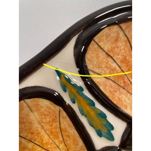 Burnt Orange Vintage French Majolica Saint Jean De Bretagne Oyster Plate For Sale - Image 8 of 11