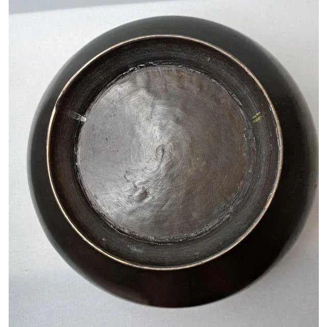 Early 20th Century Early 20th Century Asian Bronze Pot Planter W/Embossed Floral & Geometric For Sale - Image 5 of 10