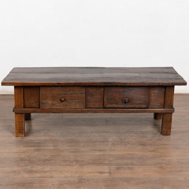 French Early 19th Century French Oak Coffee Table With Two Drawers For Sale - Image 3 of 9