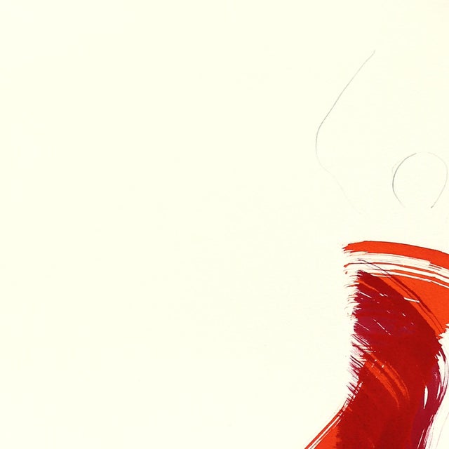 Contemporary The Red Dress 12 - Abstract Flowy Minimalist Figurative Ink Painting on Paper by Bettina Mauel For Sale - Image 3 of 6