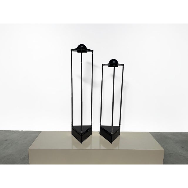 Pair of vintage Kandido table lamps designed by F.A. Porsche for Luci Italia in the 1980s. Both are marked Luci and Made...