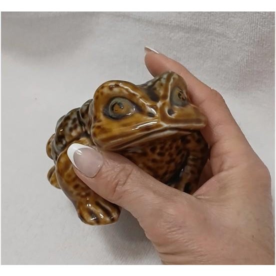 1970's Ceramic Decor 4" Realistic Horned Lizard Toad Frog Garden Pond Pot Japan Vintage For Sale - Image 13 of 15