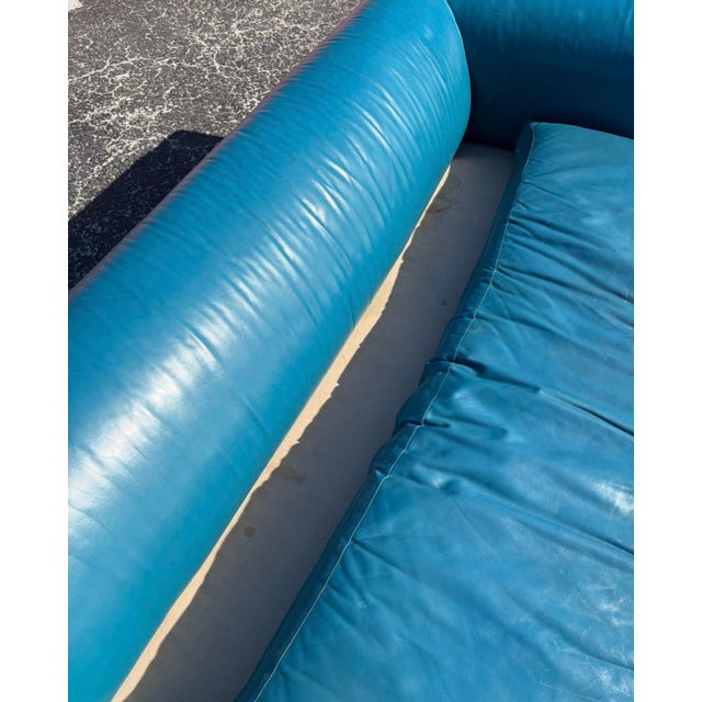 Postmod Teal Leather Sofa For Sale - Image 18 of 18
