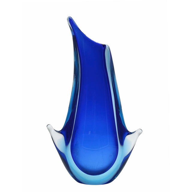 Blue Cobalt Blue Submerged Murano Glass Vase by Flavio Poli for Seguso, Italy, 1960s For Sale - Image 8 of 8