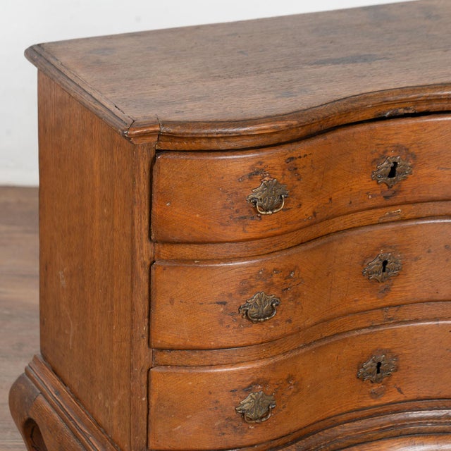 Wood Late 18th Century Small Danish Rococo Chest of Three Drawers For Sale - Image 7 of 11