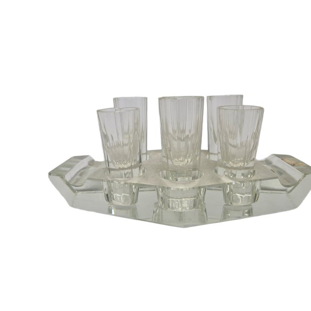 Art Deco Vodka Shot Glasses from Hortensja Glassworks, Poland, 1950s, Set of 7 For Sale - Image 9 of 18