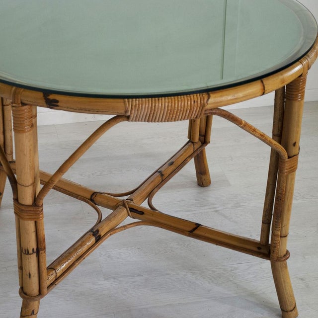Italian Bamboo Table with Glass Top, 1960s For Sale - Image 6 of 7