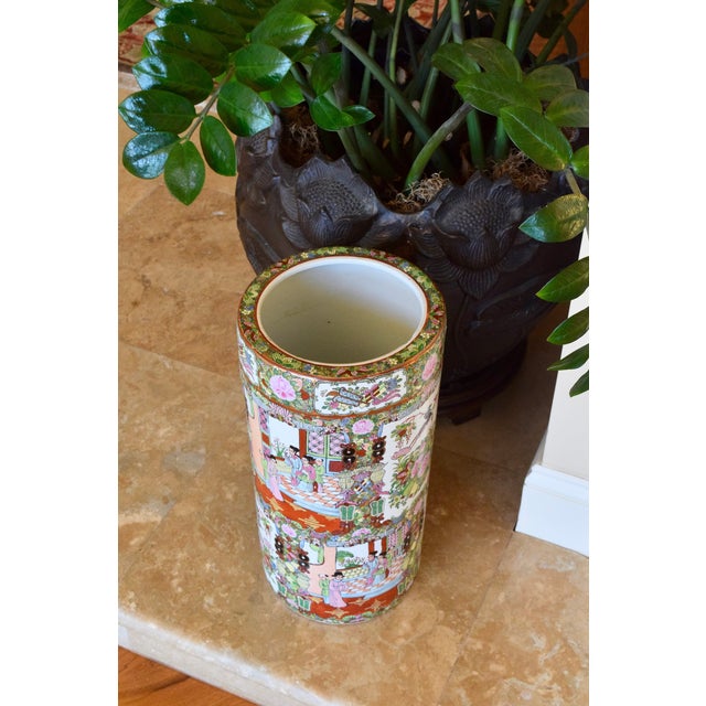 1980s Chinese Famille Rose Porcelain Umbrella Stand For Sale - Image 10 of 10